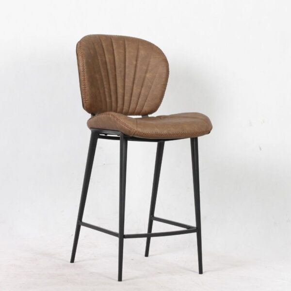 Sgabello Elice colore tortora vintage gambe in metallo colore nero