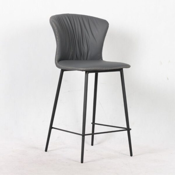 Sgabello Core colore antracite con gambe in metallo nero