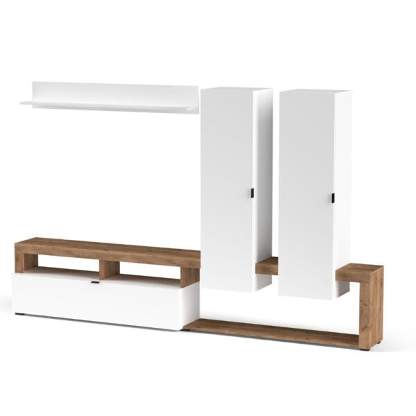 Parete attrezzata Nexon Set 2 colore rovere tabacco e bianco