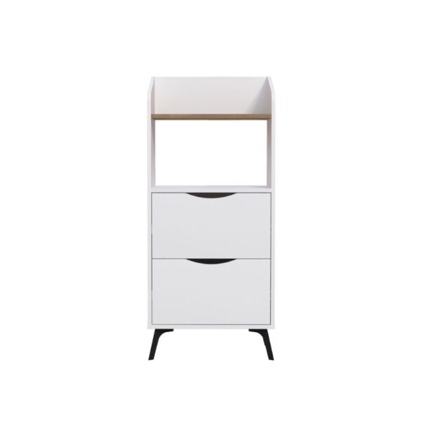 Mobile multiuso Gorki con cassetti bianchi e ripiano rovere