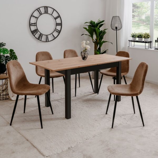 Tavolo allungabile Coburg 120 colore rovere con gambe nere