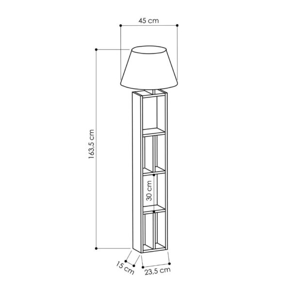 Lampada da terra Giorno con libreria rovere e parlume nero