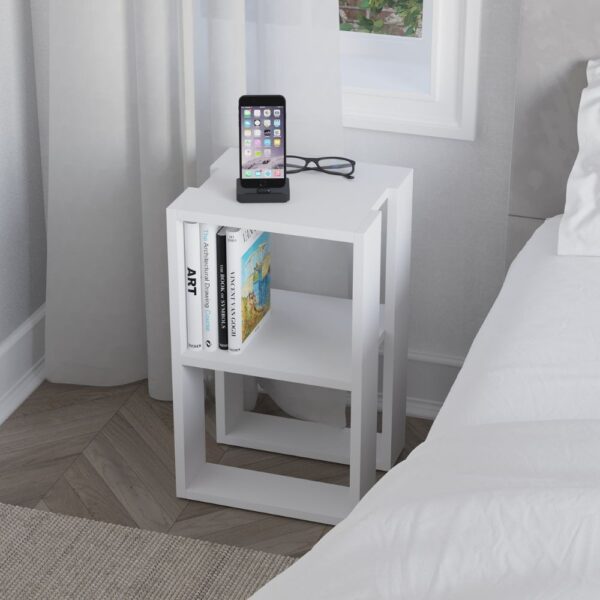 Tavolino comodino Lonie colore bianco