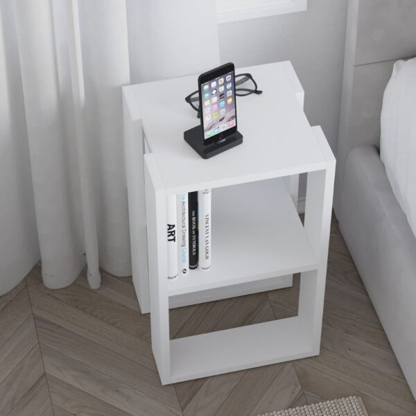 Tavolino comodino Lonie colore bianco