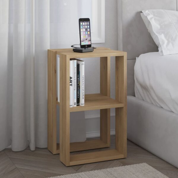 Tavolino comodino Lonie colore rovere