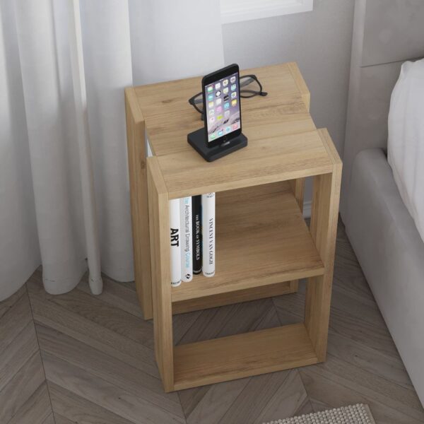 Tavolino comodino Lonie colore rovere
