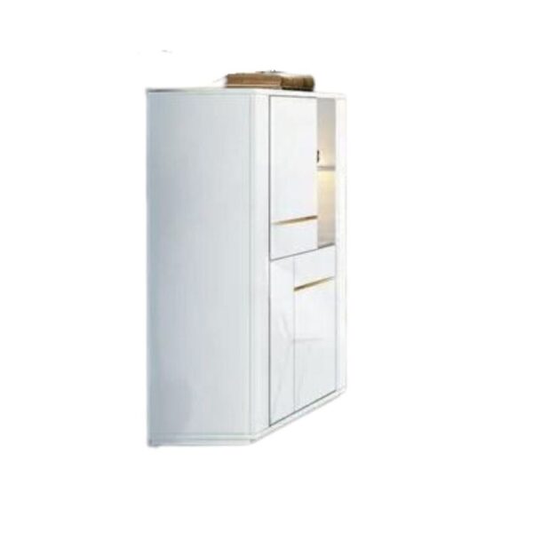 Vetrina credenza Alce 2 ante bianco lucido laccato con particolari oro