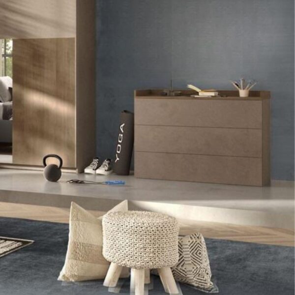 Comò Quinn 3 cassetti colore bronzo noce mercure