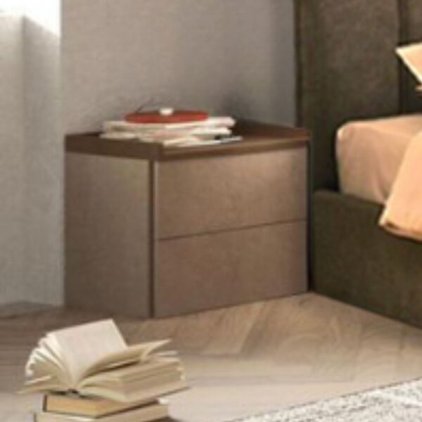 Comodino Quinn 2 cassetti colore bronzo noce mercure