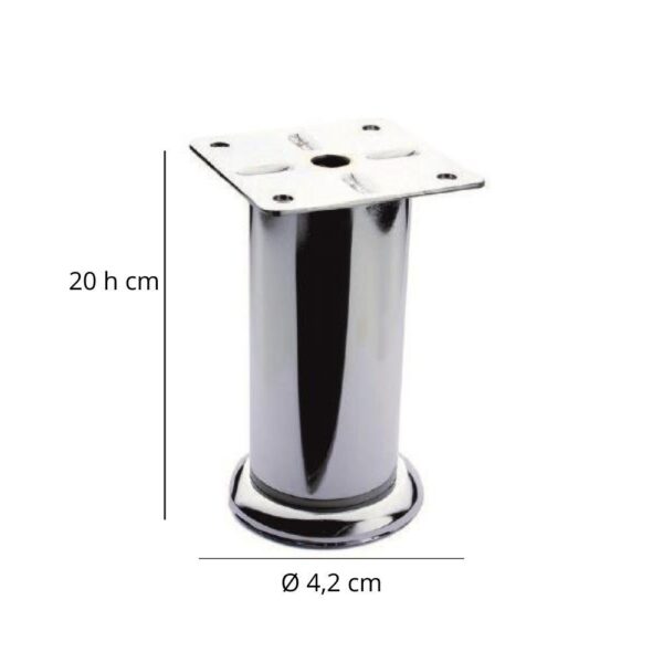 Piede in metallo diametro 4,2 altezza 20 cm cromato