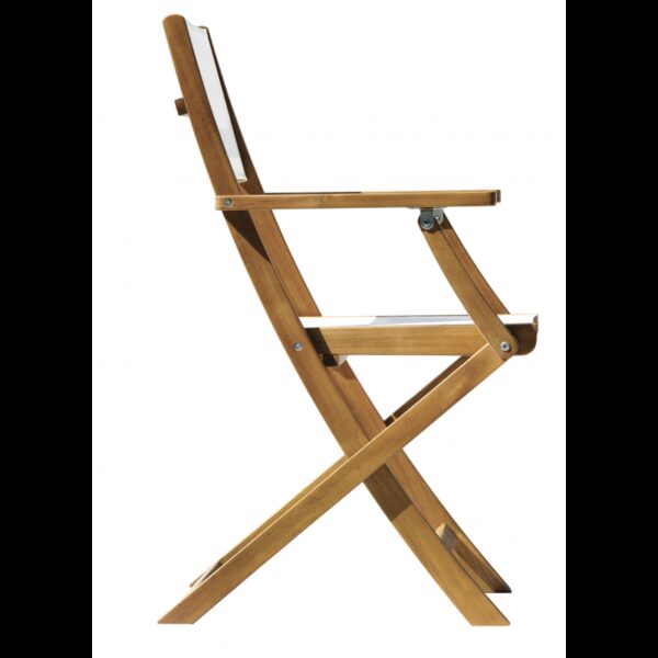 Set Di 2 Sedie Venturina In Acacia Pieghevole Con Textilene Con Braccioli Moia