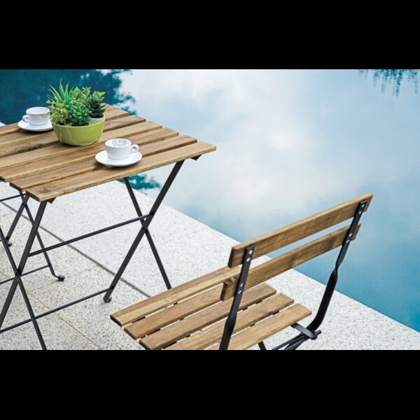 Set Bistrò In Ferro E Acacia Fsc Scura - 2 Sedie E Un Tavolo 55X54 Cm Moia