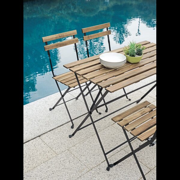 Set Bistrò In Ferro E Acacia Fsc Scura - 4 Sedie E Un Tavolo 100X54 Cm Moia