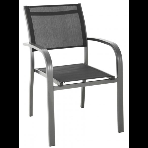 Set Di 2 Sedie Viareggio Alluminio Antracite Text Nero Moia