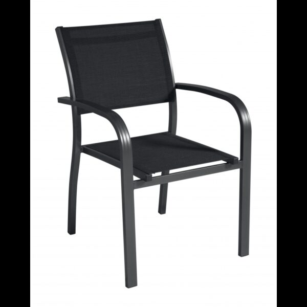 Set Di 2 Sedie Viareggio Alluminio Antracite Text Nero Moia