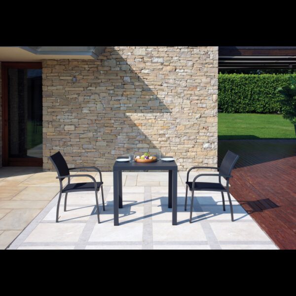 Set Di 2 Sedie Viareggio Alluminio Antracite Text Nero Moia