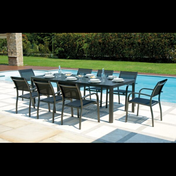 Set Di 2 Sedie Viareggio Alluminio Antracite Text Nero Moia