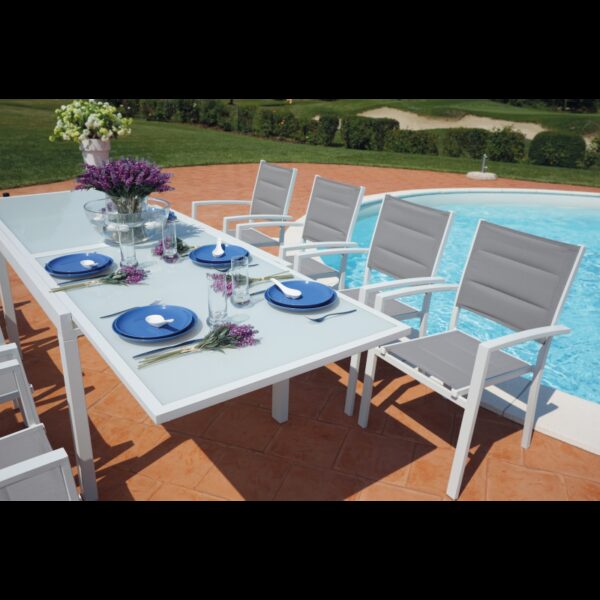 Tavolo Selinunte 135/270X90 Alluminio Bianco/Vetro Moia