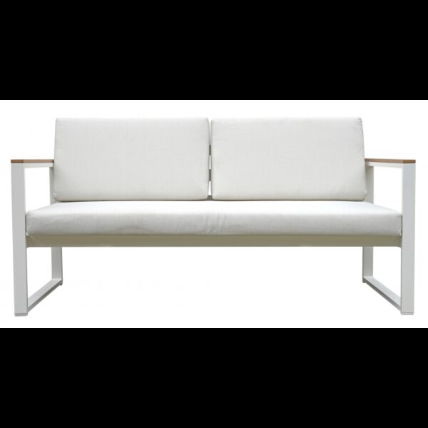 Salotto Cerveteri In Alluminio Bianco + Braccioli In Resin Wood Color Teak Moia