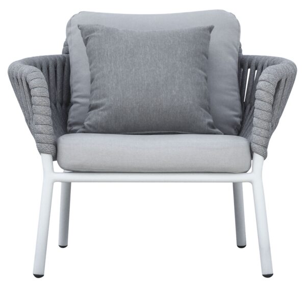 Salotto Maratea In Alluminio Bianco E Corda Grigio Chiaro - Pillow Marrone E Grigio Moia