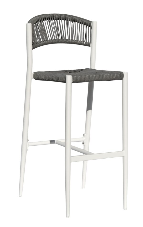 Set Di 2 Sgabelli Milano Contract In Alluminio Bianco E Corda Grigia Moia