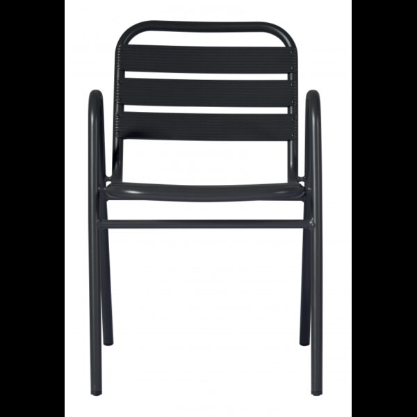 Set Di 2 Sedie Calipso Alluminio Listelli Con Braccioli - Antracite Moia