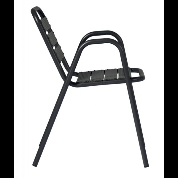 Set Di 2 Sedie Calipso Alluminio Listelli Con Braccioli - Antracite Moia
