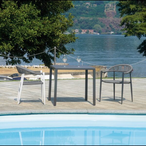 Tavolo Iseo In Acciaio 80X80 - Antracite Moia