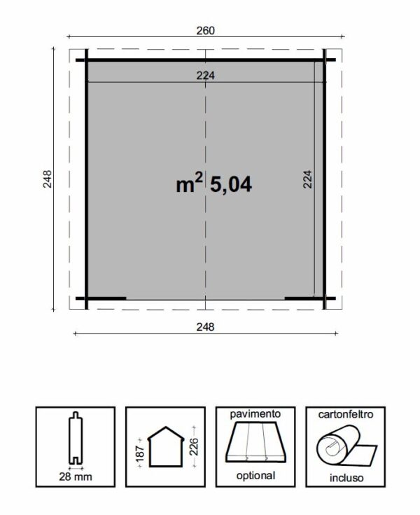 Casetta Noemi Cm 250X250 Losa