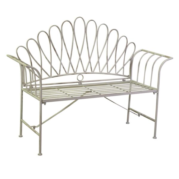 Panchina metallo ragusa avorio cm125x46h42,5/69/97