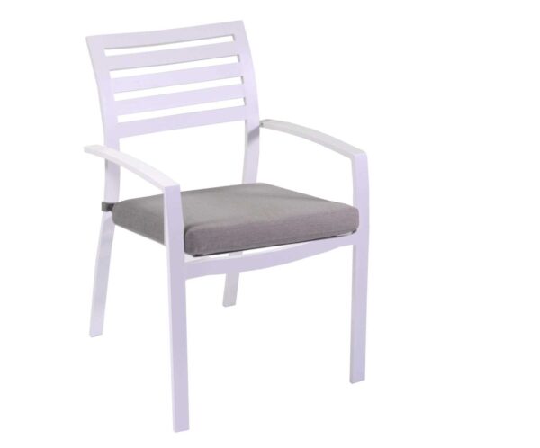 Poltrona alluminio new Boston bianco con cuscini grigio cm58x57h88