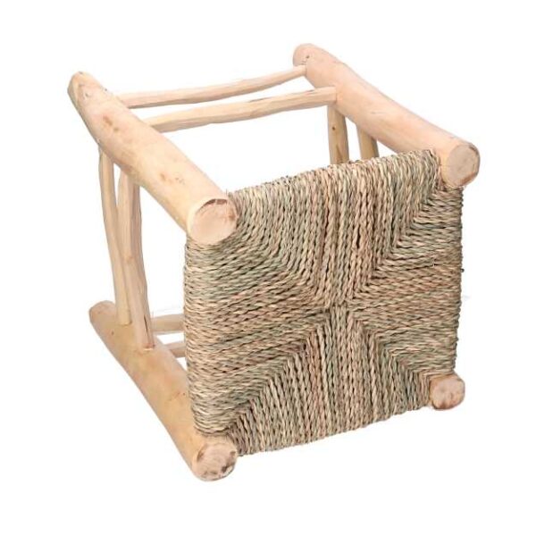 Sgabello legno impagliato 1-3 quadro cm41x41h45