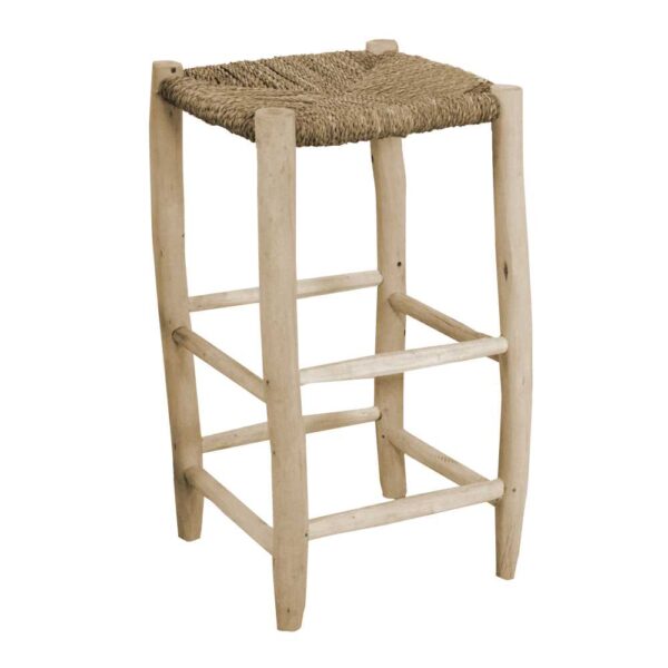 Sgabello bar legno impagliato quadro cm35x35h65