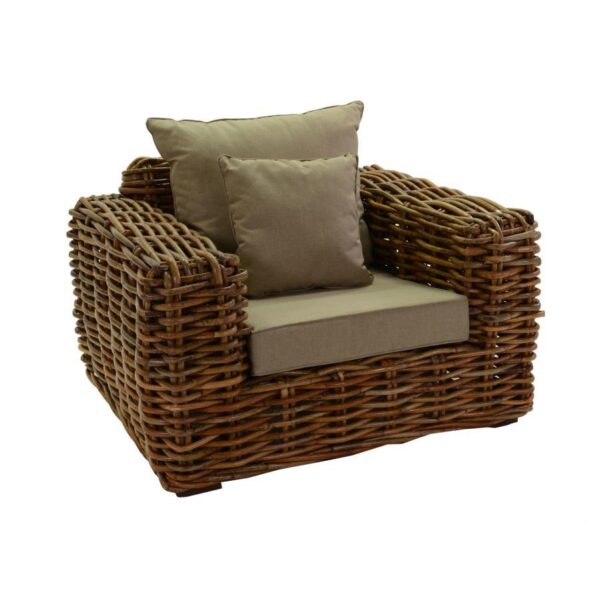 Salotto rattan nagano naturale con cuscini 4 pezzi