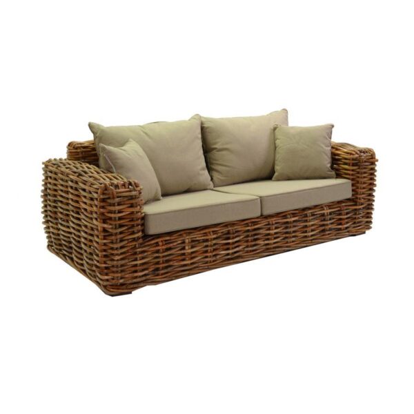 Salotto rattan nagano naturale con cuscini 4 pezzi