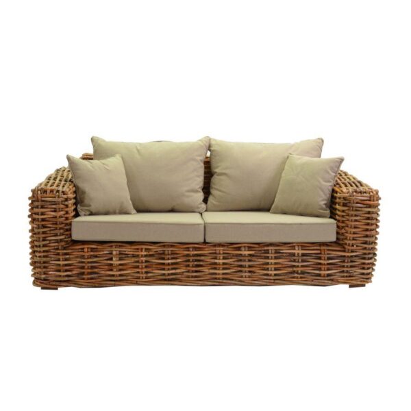 Salotto rattan nagano naturale con cuscini 4 pezzi