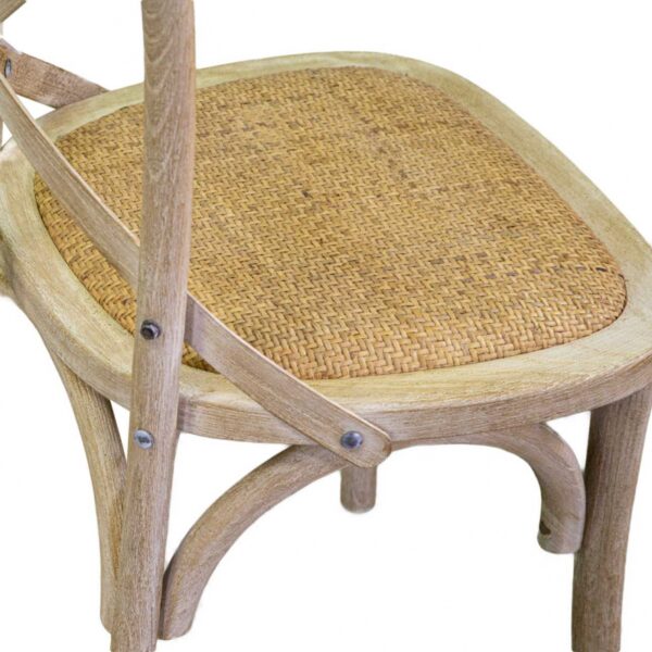 Sedia legno cross naturale seduta intreccio cm51x55h46,5/89