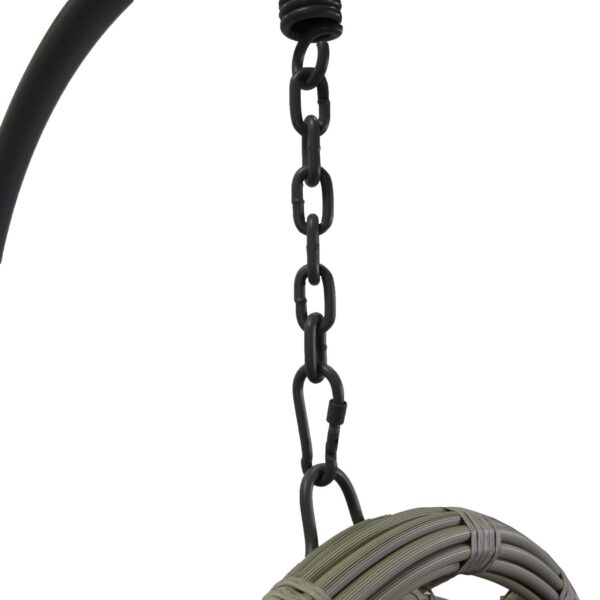 Dondolo pensile polyrattan Lincoln grigio con supporto e cuscino cm90x75h193
