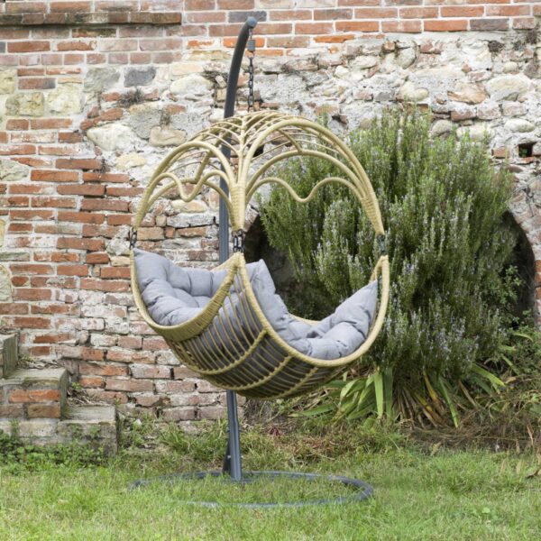 Dondolo pensile Morris supporto grigio cuscini grigio cm101x101h200