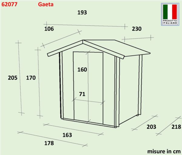 Casetta Bh16 Gaeta 178x218 cm PSF+ ingl. pefc