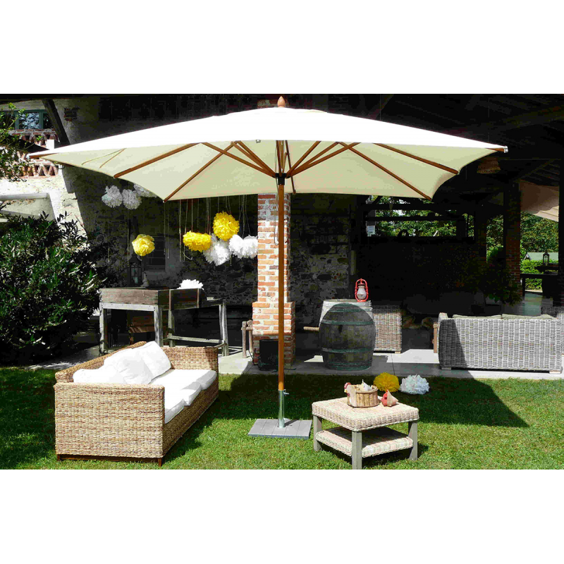 Ombrellone palo laterale Fibrasol wood Made in Italy - 300 x 300 cm