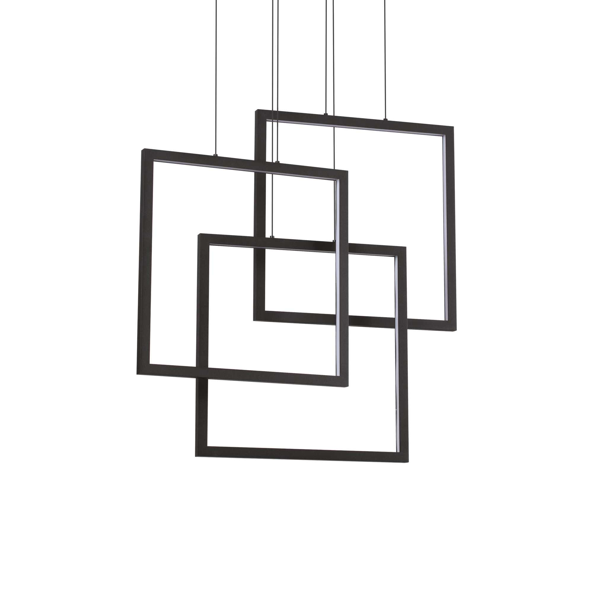 Lampada A Sospensione Frame Sp Quadrato Nero Ideal-Lux