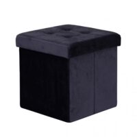 POUF CONTENITORE QUADRATO IN VELLUTO NERO