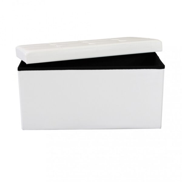 POUF CONTENITORE RETTANGOLARE IN ECOPELLE BIANCO