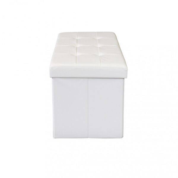 POUF CONTENITORE RETTANGOLARE IN ECOPELLE BIANCO