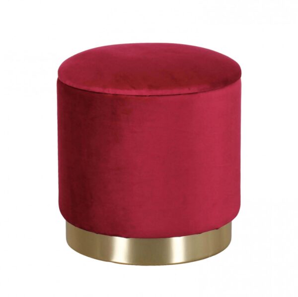 POUF CONTENITORE ROTONDO IN VELLUTO BORDEAUX