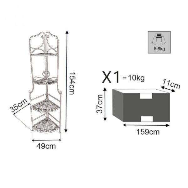 SCAFFALE CHARLOTTE 4 PIANI BIANCO ANTICO