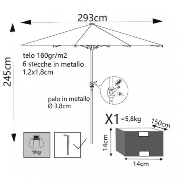 OMBRELLONE POLY ECO P/C Ø 3