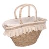 Borsa paglia naturale con pizzo crema econchiglie cm 60x16h26/30