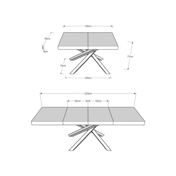 Tavolo allungabile 90x120/224 cm Volantis Premium telaio gambe 4 colori (B)